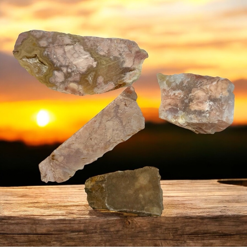 4 Oriental  Flower Agate Crystals